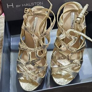 H by Halston Gold Strappy Women's Shoes
